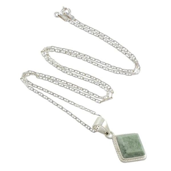 Alternate image for Artisan Crafted Jade and Sterling Silver Necklace Maya Wisdom