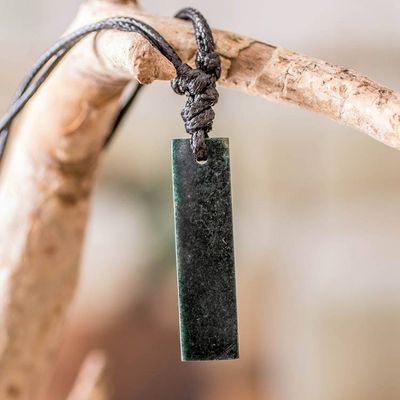 Alternate image for Inspirational Reversible Dark Green Jade Pendant Necklace Unstoppable