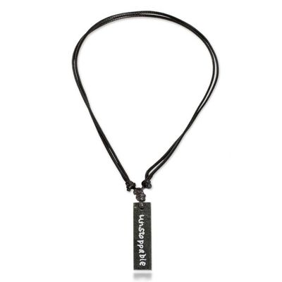 Alternate image for Inspirational Reversible Dark Green Jade Pendant Necklace Unstoppable