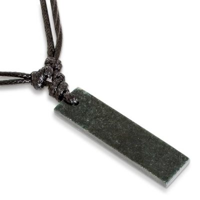 Alternate image for Inspirational Reversible Dark Green Jade Pendant Necklace Unstoppable