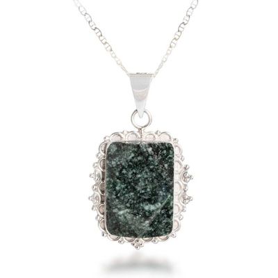 Alternate image for Guatemalan Dark Green Jade Sterling Silver Pendant Necklace Ancestral Essence