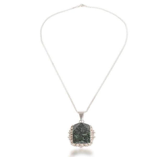 Alternate image for Guatemalan Dark Green Jade Sterling Silver Pendant Necklace Ancestral Essence