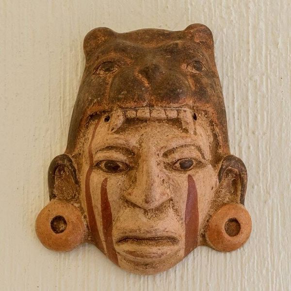 Alternate image for Fair Trade Central American Ceramic Mask Maya Jaguar Priest