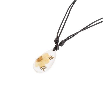 Alternate image for Yellow Natural Daisy Flower and Resin Pendant Necklace Sunrise Daisy