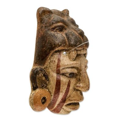 Alternate image for Fair Trade Central American Ceramic Mask Maya Jaguar Priest