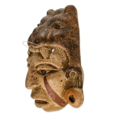 Alternate image for Fair Trade Central American Ceramic Mask Maya Jaguar Priest