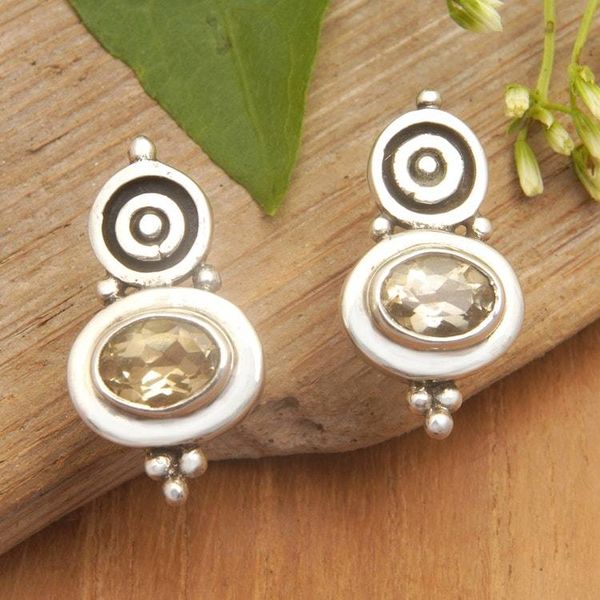 Alternate image for Polished Sterling Silver Drop Earrings with Citrine Jewels Happiness Trophy