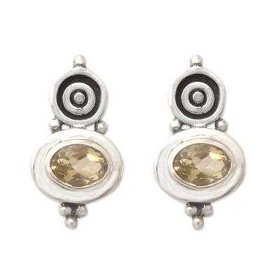 Alternate image for Polished Sterling Silver Drop Earrings with Citrine Jewels Happiness Trophy