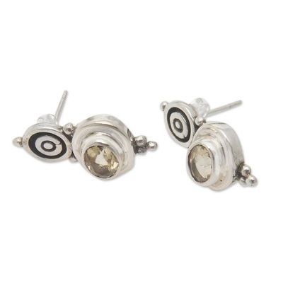 Alternate image for Polished Sterling Silver Drop Earrings with Citrine Jewels Happiness Trophy