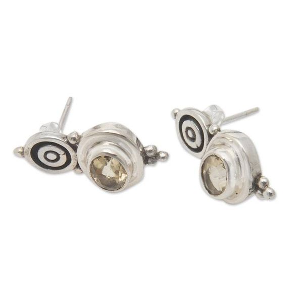 Alternate image for Polished Sterling Silver Drop Earrings with Citrine Jewels Happiness Trophy