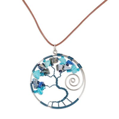 Alternate image for Nature-Themed Blue Jasper and Quartz Pendant Necklace Love Your Dreamy Nature