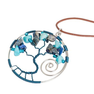 Alternate image for Nature-Themed Blue Jasper and Quartz Pendant Necklace Love Your Dreamy Nature