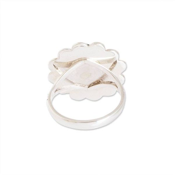 Alternate image for Handcrafted Dark Green Jade and Silver Cocktail Ring Dark Moon Aura