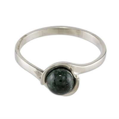 Alternate image for Dark Green Jade Modern Cocktail Ring from Guatemala Dark Green Magic Silhouette