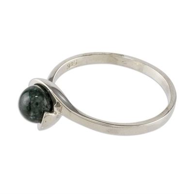 Alternate image for Dark Green Jade Modern Cocktail Ring from Guatemala Dark Green Magic Silhouette