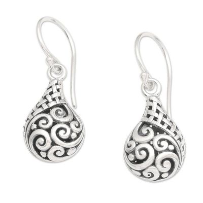 Alternate image for Classic Balinese Drop-Shaped Sterling Silver Dangle Earrings Bali Splendor