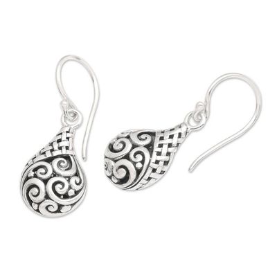 Alternate image for Classic Balinese Drop-Shaped Sterling Silver Dangle Earrings Bali Splendor