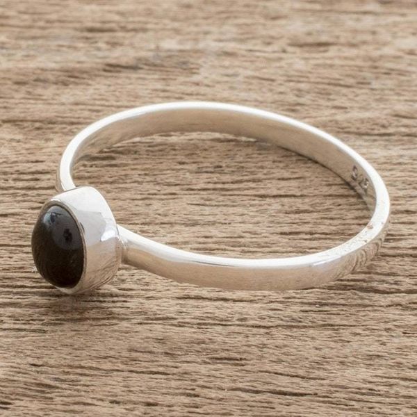 Alternate image for Oval Black Jade Solitaire Ring from Guatemala Oval Delight
