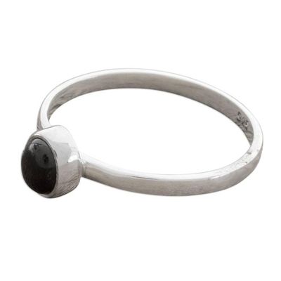 Alternate image for Oval Black Jade Solitaire Ring from Guatemala Oval Delight