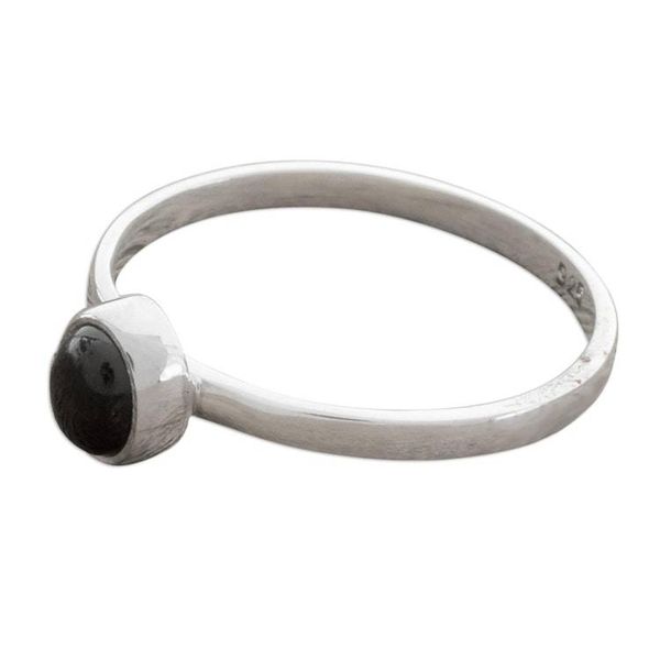 Alternate image for Oval Black Jade Solitaire Ring from Guatemala Oval Delight