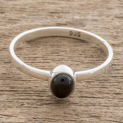 Alternate image for Oval Black Jade Solitaire Ring from Guatemala Oval Delight
