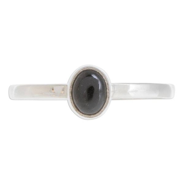Alternate image for Oval Black Jade Solitaire Ring from Guatemala Oval Delight