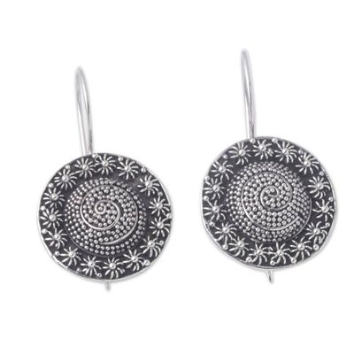 Primary image for Sterling Silver Round Drop Earrings Crafted in Bali Alluring Sparkles