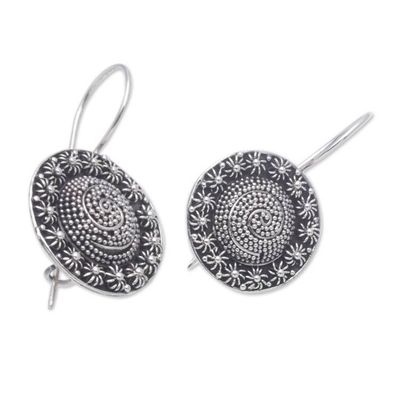 Alternate image for Sterling Silver Round Drop Earrings Crafted in Bali Alluring Sparkles