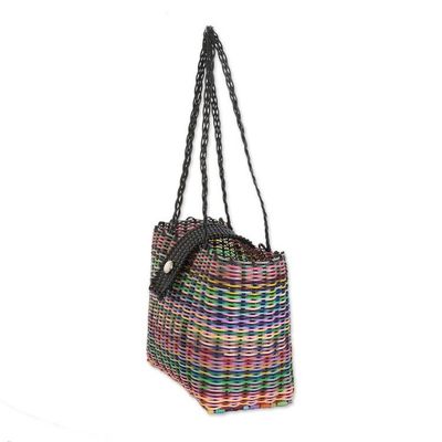 Alternate image for Eco-Friendly Hand-Woven Recycled Vinyl Cord Tote Bag Colors of Happiness