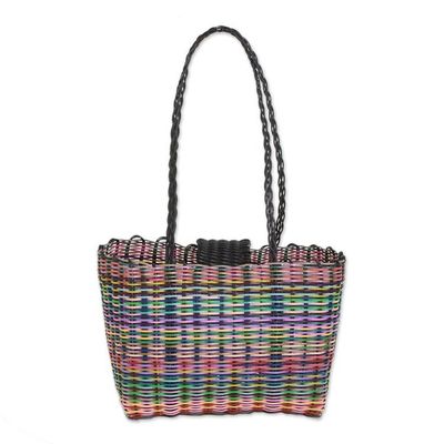 Alternate image for Eco-Friendly Hand-Woven Recycled Vinyl Cord Tote Bag Colors of Happiness