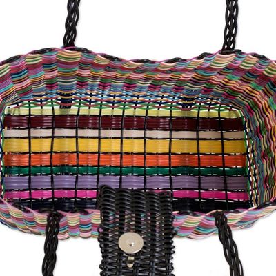 Alternate image for Eco-Friendly Hand-Woven Recycled Vinyl Cord Tote Bag Colors of Happiness