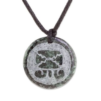 Alternate image for Jade Mayan Tijax Pendant Necklace from Guatemala Tijax Medallion