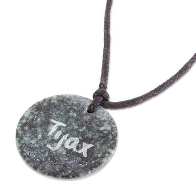 Alternate image for Jade Mayan Tijax Pendant Necklace from Guatemala Tijax Medallion