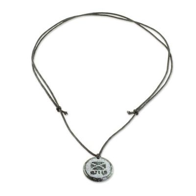 Alternate image for Jade Mayan Tijax Pendant Necklace from Guatemala Tijax Medallion