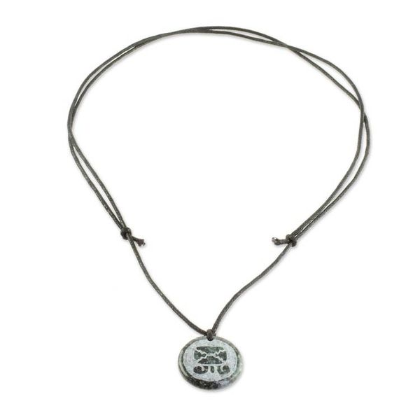 Alternate image for Jade Mayan Tijax Pendant Necklace from Guatemala Tijax Medallion