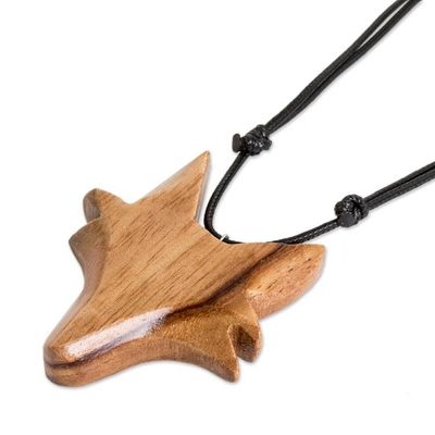 Alternate image for Hand-Carved Adjustable Cedarwood Fox Pendant Necklace Nocturnal Fox