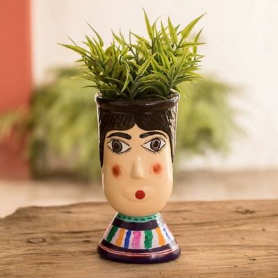 Alternate image for Hand-Painted Vibrant Ceramic Flower Pot from Guatemala San Bartolos Giant
