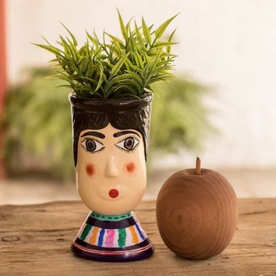 Alternate image for Hand-Painted Vibrant Ceramic Flower Pot from Guatemala San Bartolos Giant