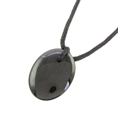 Alternate image for Black Jade Pendant Necklace with Cotton Cord Ancient Allure