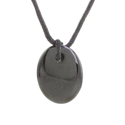 Alternate image for Black Jade Pendant Necklace with Cotton Cord Ancient Allure