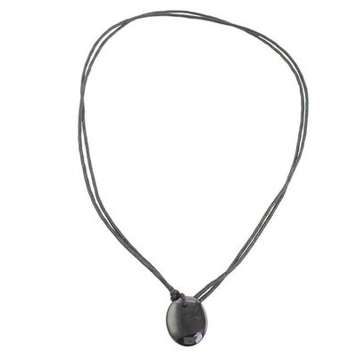 Alternate image for Black Jade Pendant Necklace with Cotton Cord Ancient Allure