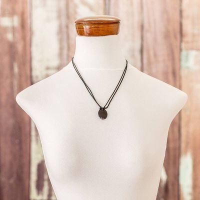 Alternate image for Black Jade Pendant Necklace with Cotton Cord Ancient Allure