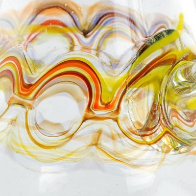 Alternate image for Hand Blown Recycled Glass Pitcher with Orange Motifs Orange Reef