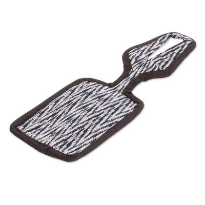 Primary image for Blue  White Cotton Luggage Tag Handmade in Guatemala Frontiers of Joy