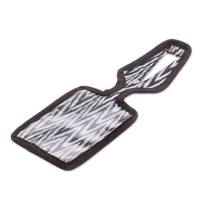 Alternate image for Blue  White Cotton Luggage Tag Handmade in Guatemala Frontiers of Joy