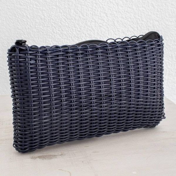 Alternate image for Handwoven Recycled Cord Cosmetic Bag in Navy Eco Weave in Navy