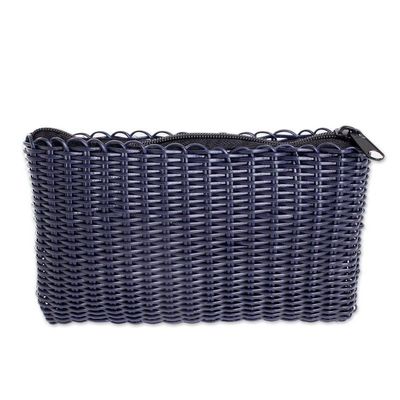 Alternate image for Handwoven Recycled Cord Cosmetic Bag in Navy Eco Weave in Navy