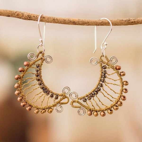 Alternate image for Moon-Shaped Crystal and Glass Beaded Dangle Earrings Glory of the Moon