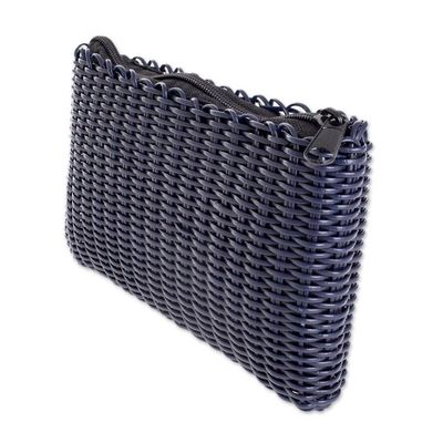 Alternate image for Handwoven Recycled Cord Cosmetic Bag in Navy Eco Weave in Navy