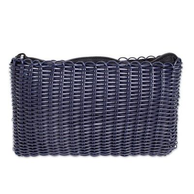 Alternate image for Handwoven Recycled Cord Cosmetic Bag in Navy Eco Weave in Navy